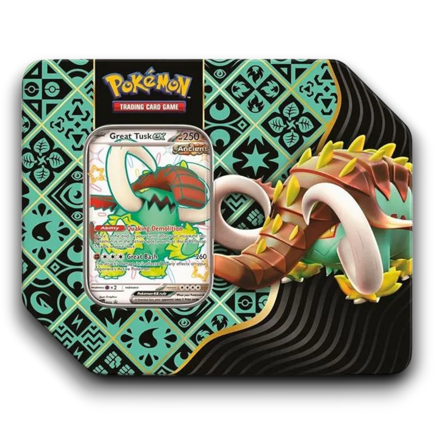 Pokémon Scarlet & Violet - Paldean Fates - Shiny Tera Great Tusk - 7" Ex Tin